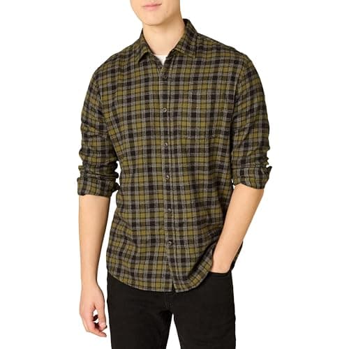Image of Amazon Essentials Men's Long-Sleeved Flannel Shirt, Olive, XXL
