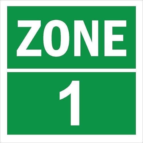 Image of Zone 1, square green sign - 1mm flexible Plastic sign (400mm x 400mm)