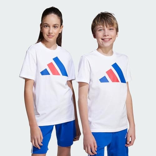Image of adidas Unisex Kids Essentials Big Logo T-Shirt, White/Royal Blue/red, 9-10 Years