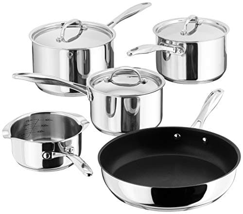 Image of Stellar Profile 5-Piece Cookware Set – Stainless Steel Non-Stick Pans with 14cm Milk Pan, 16cm/18cm/20cm Saucepans & 26cm Frying Pan, Induction & Dishwasher Safe