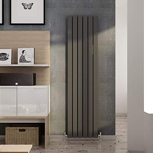 Image of ELEGANT 1800 x 452mm Anthracite Vertical Column Radiator Single Flat Panel Designer Bathroom Radiator