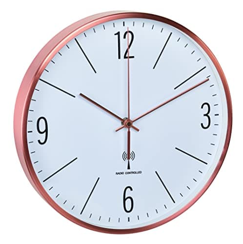 Image of TFA Dostmann Wireless Wall Clock with Copper-Coloured Metal Frame, L 300 x B 45 x H 300 mm