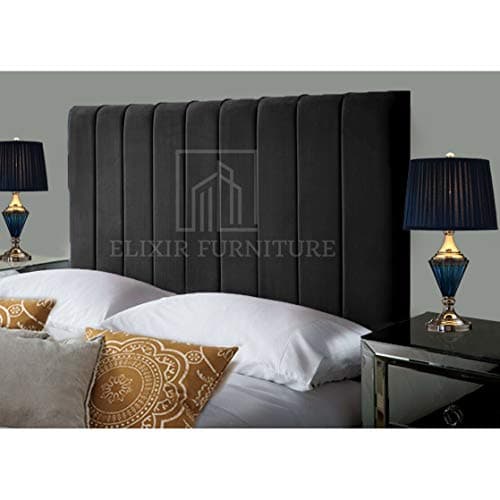 Image of Portland Handmade Headboard Divan Bed Headboard | Plush Velvet Headboards for 6ft Super King Size Bed |Elegant design with wooden material headboards for beds (Black, 6ft Super King Height-36inch)