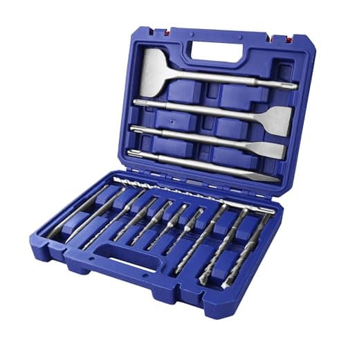 Image of WORKPRO SDS Plus Drill Bit Set with Chisel Bits 16-Piece, Rotary Hammer Drill Bits Set for Masonry Concrete, Brick, Cement and Stone, with Storage Case