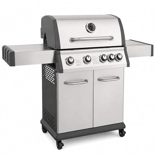 Image of Dellonda 4+1 Burner Deluxe Gas BBQ with Piezo Ignition, Stainless Steel - DG17