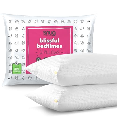 Image of Snug Blissful Bedtime Pillows 2 Pack - Luxury Hotel Quality Pillows Medium Support for Front, Back and Side Sleepers - Eco Friendly, Hypoallergenic and Machine Washable - Pack of 2