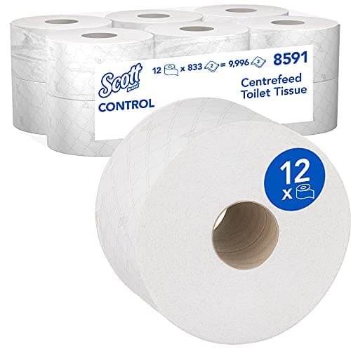 Image of Scott Control Centrefeed Toilet Tissue 8591 - 2 Ply Toilet Paper - 12 Toilet Rolls x 833 Toilet Paper Sheets (9,996 Total)