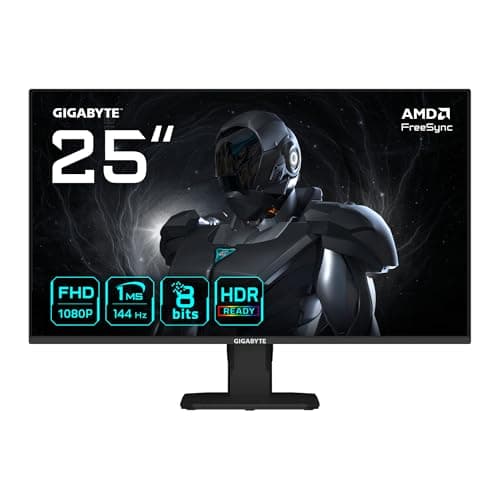 Image of Gigabyte GS25F14 25” FHD Gaming Monitor - 1920 x 1080, 144Hz, 1ms, 300 cd/m², Display HDR 10, HDMI 2.0, Displayport 1.2