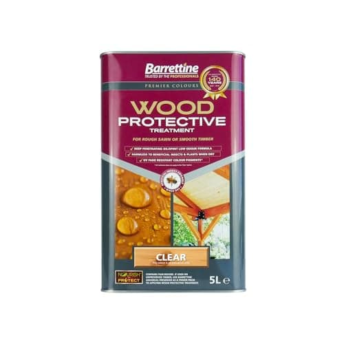 Image of Barrettine Wood Protective Treatment (Clear, 5L) - Ideal Treatment for Outdoor Treated Timber Structures. Wood Protector Oil with Water Repellent Qualities. UV & Fade Resistant.
