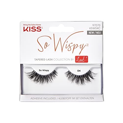 Image of Kiss Lash Couture So Wispy Collection 1 Pair of Volumizing Fake Lashes, Style 04, with Tapered Ends and Aloe Infused Lash Glue