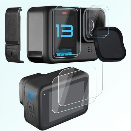 Image of iDaPro [6Pcs Screen Protector for Gopro Hero 13 Hero13 Black+[1Pcs] Battery Door Cover+[1Pcs] Lens Cap,Tempered Glass,9H Hardness,Anti-Scratch,Anti-Bubble,Easy Installation