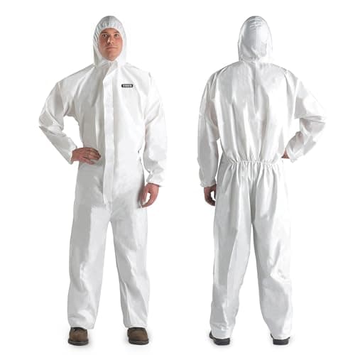 Image of YIBER Hazmat Suit Disposable Coveralls | Full Body Painter Overalls with Hood in 7 Sizes with Multiple Specifications & Heavy-duty PPSB Material & PE Film | Safe for Countless Applications
