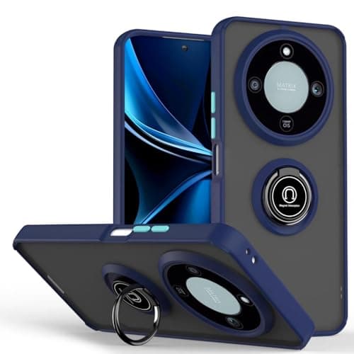 Image of JNERBUYI Bumper Cover for Honor Magic8 Lite/Magic 8 Lite/X9D With Ring, Protective case with 360°Magnetic Ring, Connected to Car Bracket. Shockproof Sturdy Shell.Royal Blue