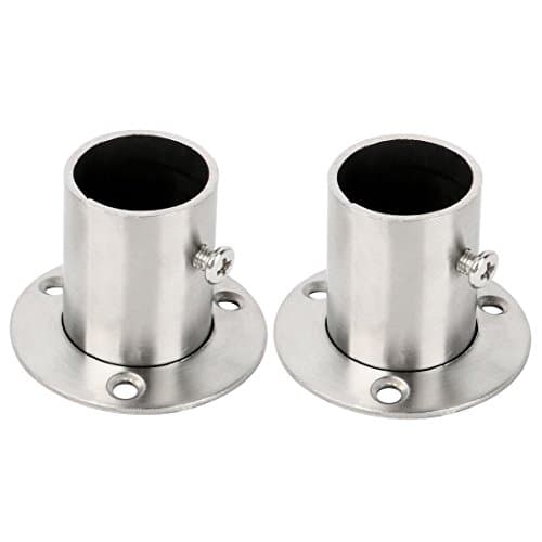 Image of Sourcingmap Stainless Steel Cabinet Clothes Closet Rod Bracket Holder Flange Socket 25mm Dia 2 Pcs