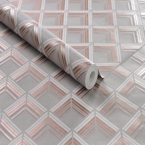 Image of Boutique Taupe/Copper Trifina Geo Wallpaper