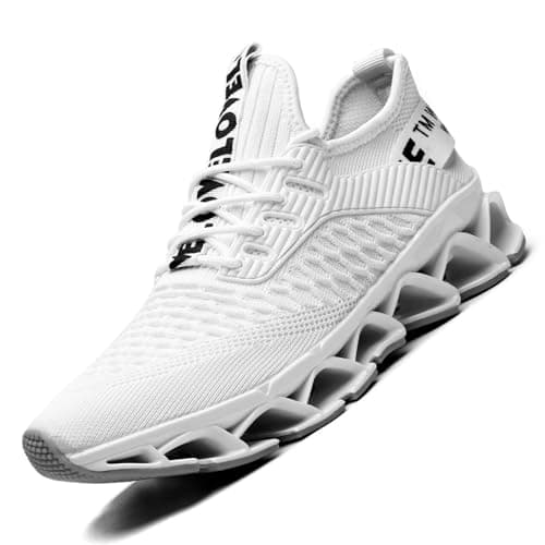 Image of Men's Running Shoes Mesh Athletic Sport Sneakers Gym Fashion Trainers Tennis Casual Walking Zapatos White
