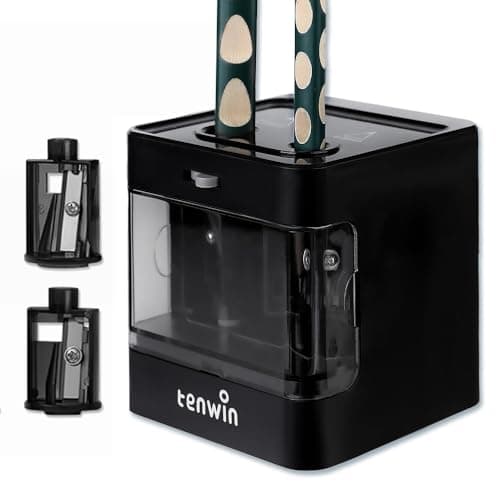 Image of tenwin Electric Pencil Sharpener,Dual Power Supply, Suitable for Portable Pencil Sharpeners of 6-12mm Colored Pencils, Artist/Adults/Office/School/Home