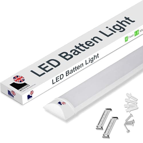 Image of Morris LED Batten Light 6ft - 60W 7200LM, IP20 Rated, 6500K Bright White, Ultra-Bright Single Light for Warehouses, Factories, Workshops - Value Range