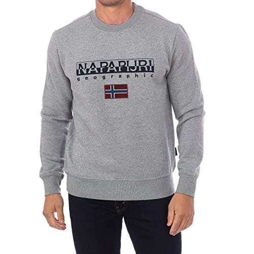 Image of Napapijri Mens Ayas Crew Sweatshirt Medium Grey Melange M