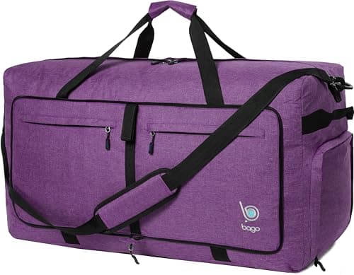 Image of bago Holdall Bags for Men & Women - 100L Spaciously Large Holdall Bag with Shoe Compartment - Travel The World in Style & Convenience - Durable, Lightweight & Foldable Duffle Bag (SnowDeepBlue)