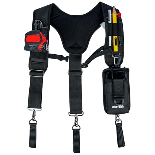 Image of MELOTOUGH Tool Belt Suspenders Construction Bag Work Padded Work belt Suspenders for Carpenter/Electrician/Roofing/Farmer work Suspension Rig(Y Back)