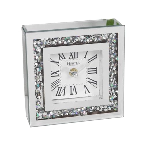 Image of Widdop Hestia Crystal Border Mantel Clock 15cm