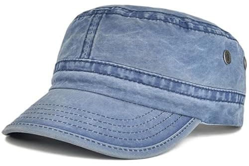 Image of BABAHU Washed Cotton Military Caps Cadet Army Caps Unique Design (UK, Alpha, One Size, Navy)