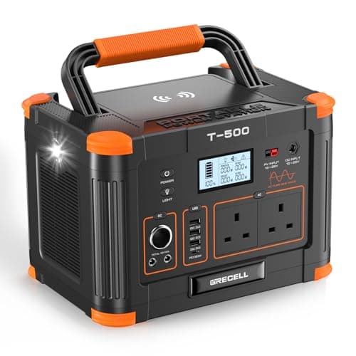 Image of GRECELL Portable Power Station 500W(Peak 1000W), 519Wh Outdoor Solar Generator Backup Battery Pack with 2 230V AC Outlets, 500W 10-Port Powerhouse for RV/Van Camping Road Trip Home Emergency, T-500