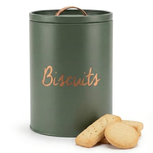 Image of Besto Biscuit Tin Airtight | Ivy Biscuit Barrel with Metal Lid & Airtight Seal | Biscuits Canister & Jar for Storing Cookies & Rusks | Approx 2.7 Litre Capacity