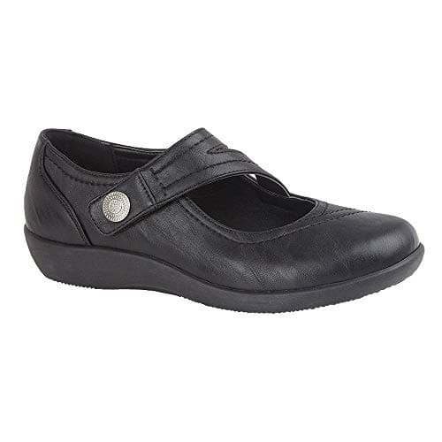 Image of Boulevard Touch Fastening Bar Shoe - Black, Size 8 UK, X Wide EE Fit