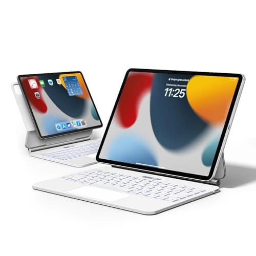 Image of APPS2Car Magic Keyboard for iPad Pro 12.9 inch, Magnetic Floating Case with Backlit Bluetooth Slim Portable Keyboard with Trackpad, White
