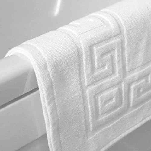 Image of Sleep and Beyond Egyptian Cotton 750 GSM Greek Key Pattern Bath Mats for Bathroom (White, 2 Pack)