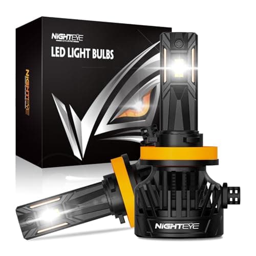 Image of NIGHTEYE H11 LED Headlight Bulbs - 34000LM 6500K White Light, 130W H11 Headlight Bulbs with Fan, Halogen Replacement Bulb,IP68 Waterproof, Pack of 2