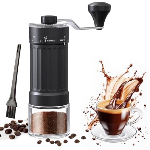 Image of Manual Coffee Grinder, External 40 Adjustable Settings Coffee Bean Grinder Hand Coffee Grinder for Espresso, Aeropress Pour Over,Moka pots,French Press,Home,Office,Travel, Black