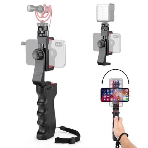 Image of Zeadio Wireless Smartphone Stabilizer, Vlogging Video Handle Grip, with Clamp Mount and Remote Shutter for iPhone and Android phone and other SmartPhone