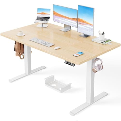 Image of ErGear Electric Standing Desk-140 x 80 cm-100kg Load Capacity Height Adjustable Desk with Advanced Brushless Motor,Quiet Operation, Sturdy Metal Frame,Four-part Tabletop