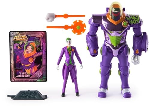 Image of Spin Master DC Comics, Metal Force The Joker Action Figure, 15-cm with 10-cm Mini Figure, Built-in Blaster and Armour Suit, Super Hero Kids’ Toys for Boys and Girls Aged 4+