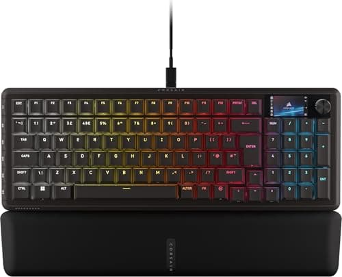 Image of Corsair VANGUARD 96 Wired Mechanical Gaming Keyboard – 96% Layout, MLX Plasma Linear Switches, 8000Hz Polling, LCD Display, Virtual Stream Deck, G-Keys, SOCD Flashtap, QWERTY UK – Black