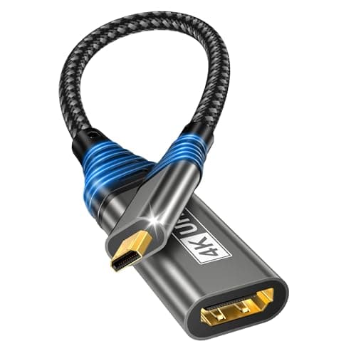 Image of Micro HDMI to HDMI Adapter, 4K @ 60Hz 3D 1080P Type D to A Adapter Cable Supports Ethernet, 3D, HDR and ARC, Micro HDMI to HDMI Compatible with Raspberry Pi 5/4, Hero, Cameras A6300 A6400, Yoga