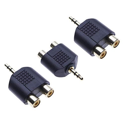 Image of Keple 3.5mm Stereo Male To 2 RCA Female Adaptor 3 Pack for Laptop, Computer, Smartphone Connector to Amplifier, Amp, HI-FI System, AUX-IN TRS Headphones Jack Plug to 2X RCA Phono Gold-Plated Adapter