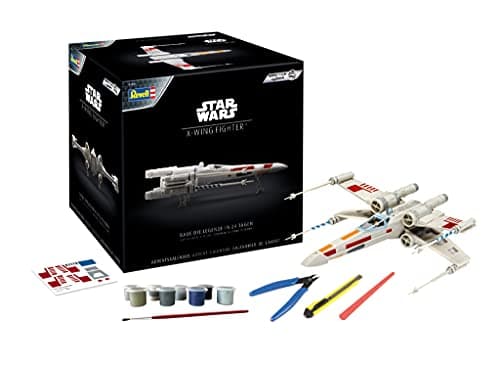Image of Revell Easy-Click Advent Calendar 01035 Star Wars X-Wing Fighter 1:57 Scale Unbuilt/Unpainted/Click-Together (Non-Glue) Plastic Model Kit with Tools, Brush & Selected Aqua Color Paints, 18 Years+