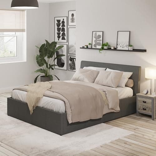 Image of GFW Ascot Fabric Ottoman Bed Frame, Double Size, Grey