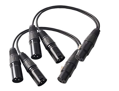 Image of Devinal XLR Splitter Female to 2 Male Cable, Balanced Patch Y Cable, 3 PIN Jack to 2 Plugs Adaptor Cord - 1 Feet 2 Pack