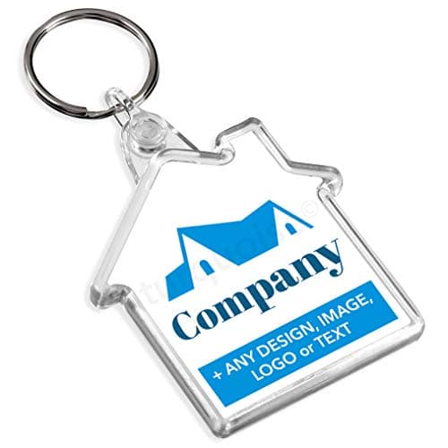 Image of Turquoise Personalised Promotional Custom Business Keyrings Key Fobs 50 x 48 mm | House