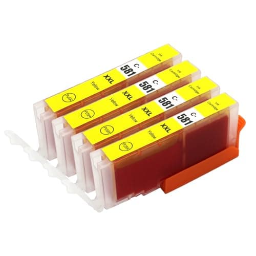 Image of Go Inks Compatible CLI-581XL Yellow Ink Cartridge – 4 Pack for Canon PIXMA Printers – 12ml – 581 XL - High Yield – 4x Yellow