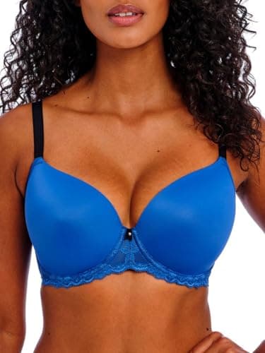 Image of Freya Women's Offbeat Underwire Demi Molded Plunge T-Shirt Bra, Dazzling Blue, 36E