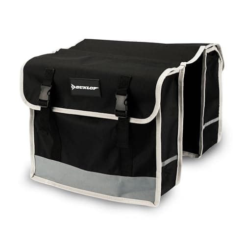 Image of Dunlop D. Double Saddle Bag Bicycle Pannier Rack/Waterproof Bag, Black/Grey