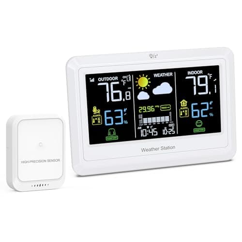 Image of LOFICOPER Wireless Home Weather Station with Outdoor Sensor, Temperature Alerts, Color Glass Display, Barometric Pressure, Date, Weather Forecast, Time Alarm