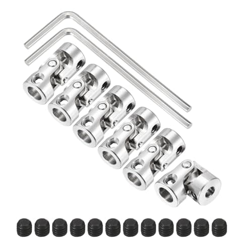 Image of sourcing map 6Pcs 4mm to 6mm ID Steering Universal Joint Shaft Coupling, SAE 1045 steel 45°Degree Rotatable Joints Coupler with Screws Wrench Set for Model Car Ship Drive Shaft Motor