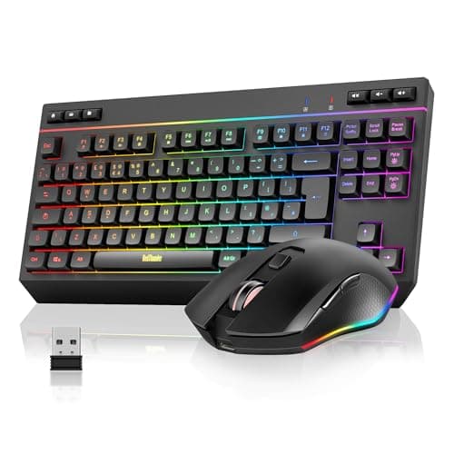 Image of RedThunder K20-TKL 75% Wireless Keyboard and Mouse,RGB Backlight,UK Layout 94 Keys,TKL Ultra Compact Mini Design with Multimedia Keys+7D Optical lightweight Mouse for PC Xbox PS5 Office Typist (Black)